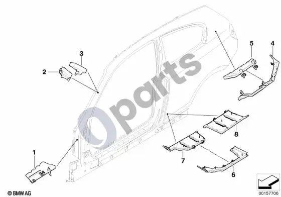 BMW 1 E81 E87 šoninio rėmo ertmių izoliacija (E81 116D) – schema