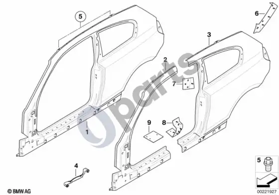 BMW 1 E81 E87 šoninis rėmas (E81 116D) – schema