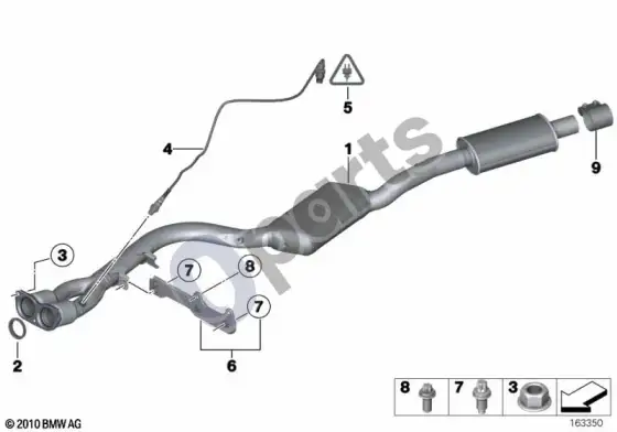 BMW 1 E81 E87 katalizatorius/priekinis duslintuvas (E81 116i1.6n43, E81 118IN43, E81 116i2.0) – schema