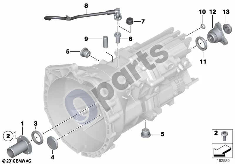 BMW 1 E81 E87 (2004–2011) GS6-17BG/DG sandarikliai / tvirtinimo detalės (E81 116I1.6N45N, E81 118IN46N, E81 120IN46N, E81 120IN43, E81 116I1.6N43, E81 118IN43, E81 116I2.0, E87 LCI 120IN43, E87 LCI 120IN46N, E87 LCI 116I1.6N45N, E87 LCI 116I1.6N43, E87 LCI 118IN43, E87 LCI 118IN46N, E87 LCI 116I2.0) schema – pozicija 12: Išėjimo flanšas