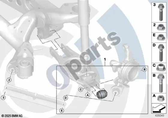 BMW 1 E81 E87 remonto komplektas, rutulinis lankstas – schema