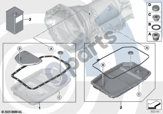 BMW 1 E81 E87 automatinės pavarų dėžės skysčio keitimo rinkinys – schema