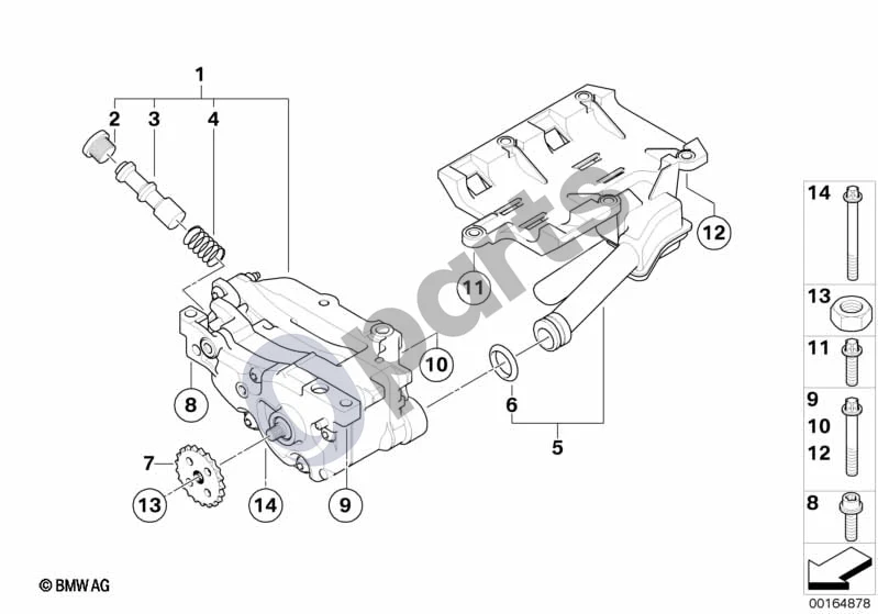 BMW 1 E81 E87 (2004–2011) Tepimo sistema / Alyvos siurblys (E81 116I1.6N45N, E87 LCI 116I1.6N45N, E87 116I) schema – pozicija 05: Siurbimo vamzdis