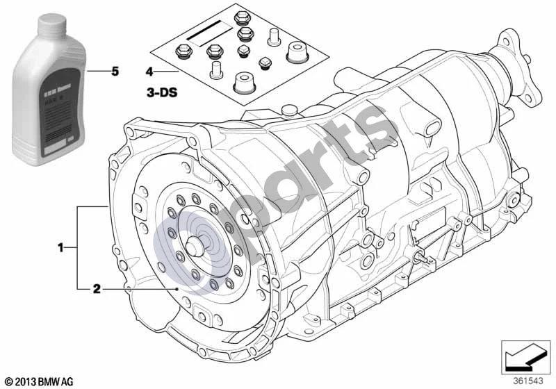 BMW 1 E81 E87 (2004–2011) Automatinė pavarų dėžė GA6HP19Z (E81 118D, E81 120D, E87 LCI 118D, E87 LCI 120D) schema – pozicija 05: ATF 2