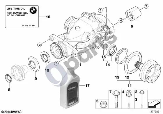 BMW 1 E81 E87 diferencialo pavara / išėjimas (E81 118D, E87 LCI 118D) – schema