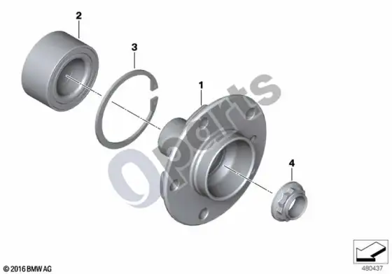 BMW 1 E81 E87 pusašis/ratų guoliai (E81 130I, E81 123D, E87 LCI 130I, E87 LCI 123D, E87 130I) – schema