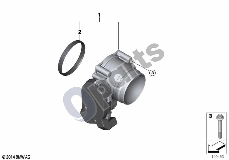 BMW 1 E81 E87 (2004–2011) Droselio korpuso mazgas (E81 130I, E87 LCI 130I) schema – pozicija 02: Profiliuotas sandariklis