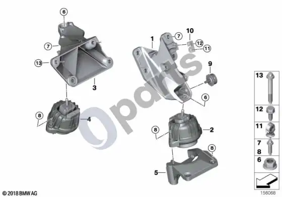 BMW 1 E81 E87 variklio pakaba (E81 130I, E87 LCI 130I) – schema