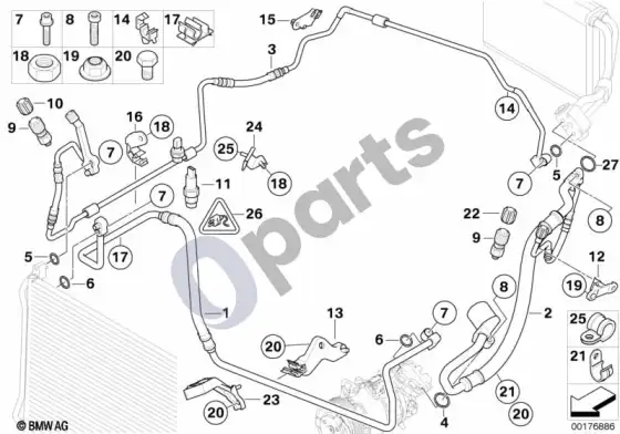 BMW 1 E81 E87 aušinimo skysčio vamzdynai (E87 116I) – schema