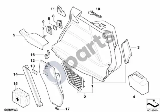 BMW 1 E81 E87 bagažinės apdailos plokštė, dešinė (E87 116I) – schema