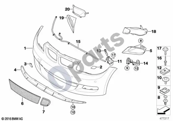 BMW 1 E81 E87 BMW performance aerodinamika, priekinė dalis (E87 116I) – schema