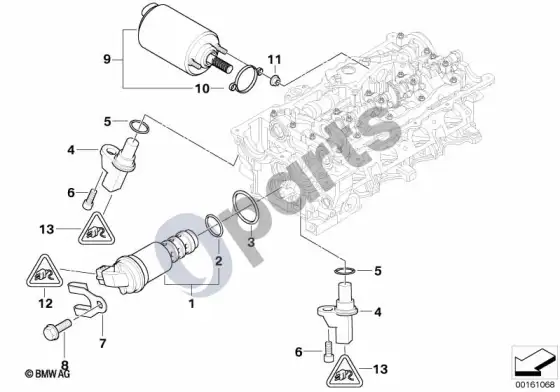 BMW 1 E81 E87 cilindrų galvutė, elektriniai papildomi komponentai (E87 116I) – schema