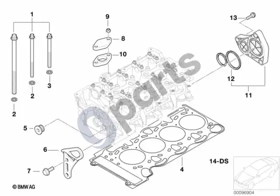 BMW 1 E81 E87 cilindrų galvutės pritvirtinamos detalės (E87 116I) – schema