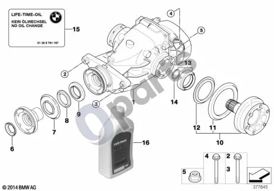 BMW 1 E81 E87 diferencialo pavara / išėjimas (E87 116I) – schema