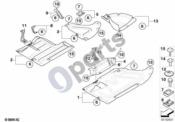 BMW 1 E81 E87 dugno apsauginė danga (E87 116I) – schema