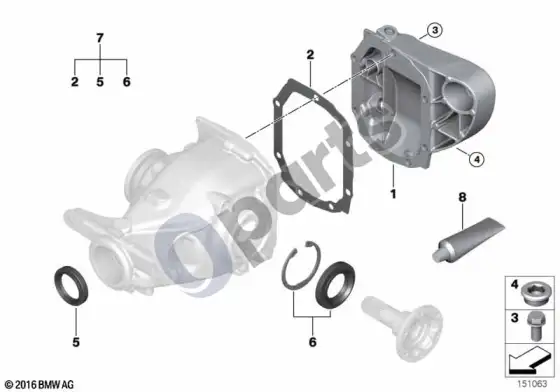 BMW 1 E81 E87 galinės pavaros tarpiklių komplektas (E87 116I, E87 118I, E87 120I, E87 118D) – schema
