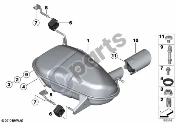 BMW 1 E81 E87 galinis duslintuvas (E87 116I, E87 118I) – schema