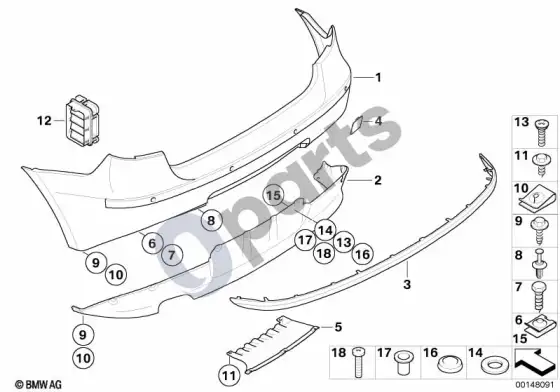 BMW 1 E81 E87 galinė apdailos plokštė (E87 116I) – schema