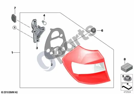 BMW 1 E81 E87 galinis žibintas (E87 116I) – schema