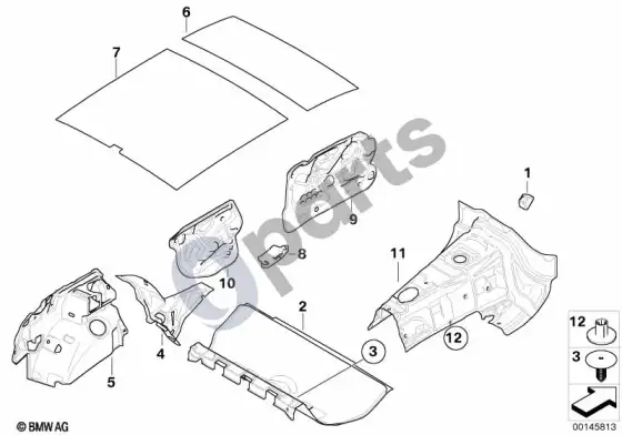 BMW 1 E81 E87 garso izoliacija, galas (E87 116I) – schema