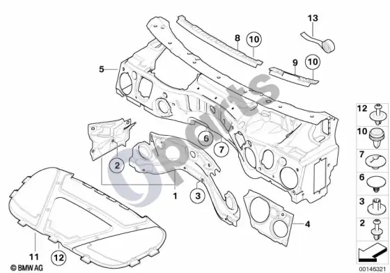 BMW 1 E81 E87 garso izoliacija, priekis (E87 116I) – schema