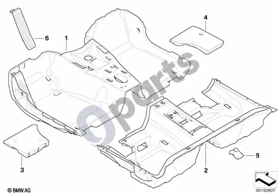 BMW 1 E81 E87 grindų danga (E87 116I) – schema