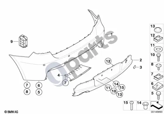 BMW 1 E81 E87 m apdailos plokštė, galinė (E87 116I) – schema