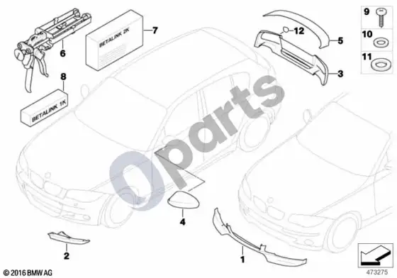 BMW 1 E81 E87 m performance aerodinaminiai priedai (E87 116I) – schema