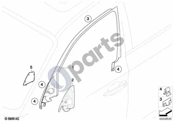 BMW 1 E81 E87 priekinis durų stiklo pakėlimo mechanizmas (E87 116I) – schema
