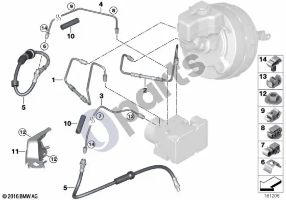 BMW 1 E81 E87 priekinis stabdžių vamzdelis (E87 116I) – schema