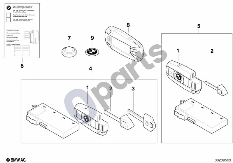 BMW 1 E81 E87 (2004–2011) Radijo nuotolinio valdymo pultas (E87 116I) schema – pozicija 03: Atsarginis raktelis