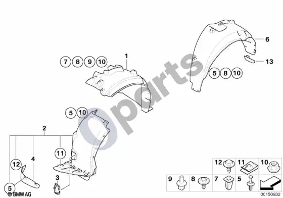 BMW 1 E81 E87 ratų arkos apdaila (E87 116I) – schema