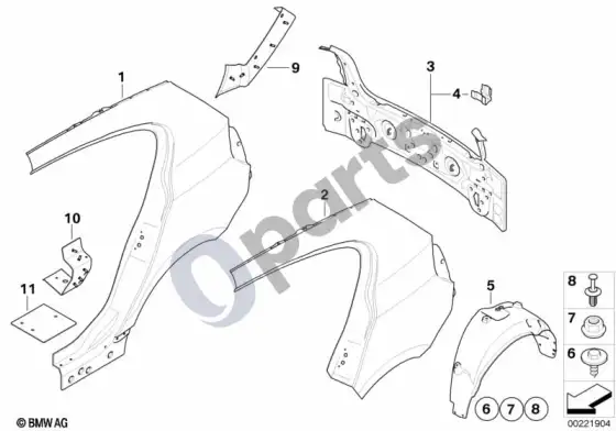 BMW 1 E81 E87 šoninė apdaila/galinė apdaila (E87 116I) – schema