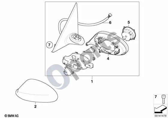 BMW 1 E81 E87 sulankstomas išorinis veidrodėlis; ... - 2009.09 (E87 116I) – schema