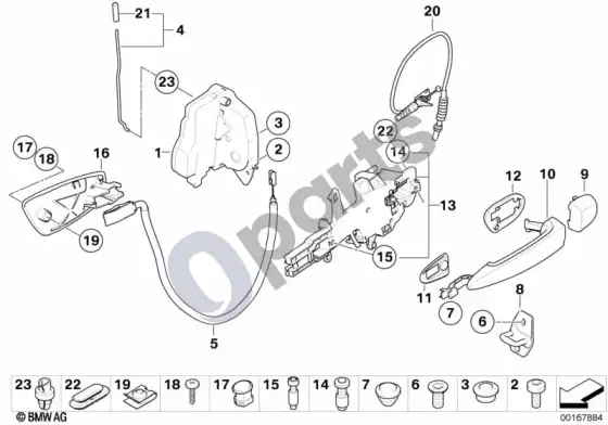 BMW 1 E81 E87 užrakto sistema, durys, galinės (E87 116I) – schema
