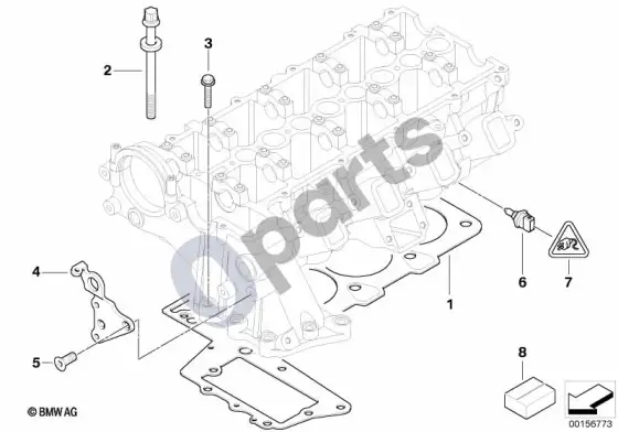 BMW 1 E81 E87 cilindrų galvutės pritvirtinamos detalės (E87 118D, E87 120D) – schema