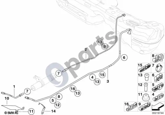 BMW 1 E81 E87 kuro vamzdžiai / tvirtinimo detalės (E87 118D, E87 120D) – schema