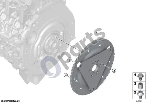 BMW 1 E81 E87 automatinės pavarų dėžės smagratis (E87 118I, E87 120I) – schema