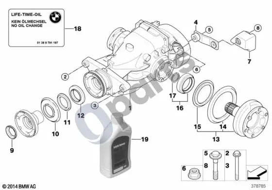 BMW 1 E81 E87 diferencialo pavara / išėjimas (E87 120D) – schema