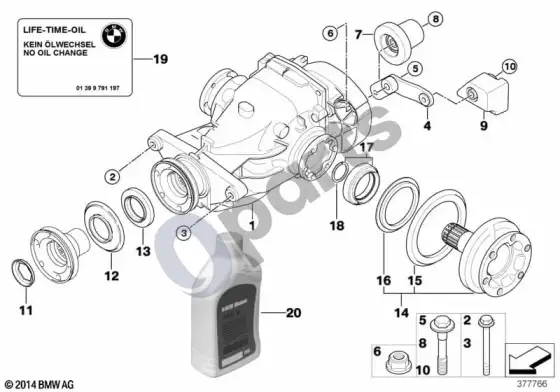 BMW 1 E81 E87 diferencialo pavara / išėjimas (E87 120D) – schema