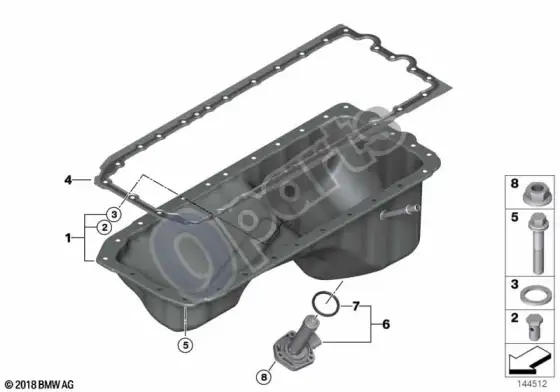 BMW 1 E81 E87 alyvos karteris (E87 130I) – schema