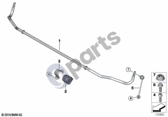 BMW 1 E81 E87 galinis stabilizatorius (E87 130I) – schema