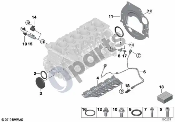 BMW 1 E81 E87 variklio bloko tvirtinimo detalės (E87 130I) – schema