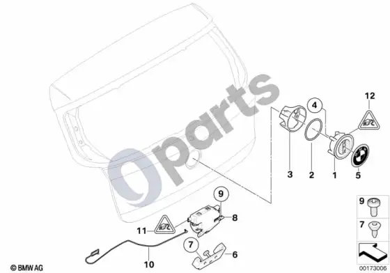 BMW 1 E81 E87 bagažinės dangtis / uždarymo sistema (E87 LCI 116D) – schema