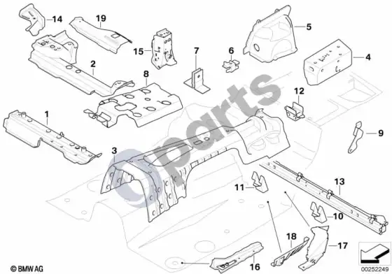 BMW 1 E81 E87 bagažinės pertvara / grindų dalys (E87 LCI 116D, E87 116I) – schema