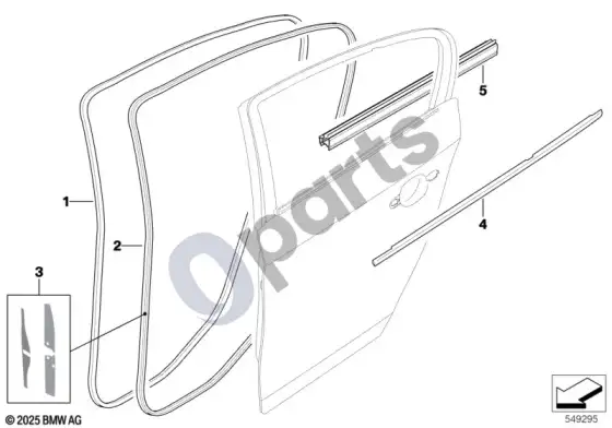 BMW 1 E81 E87 galinis durų sandariklis (E87 LCI 116D) – schema