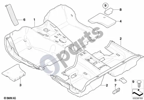 BMW 1 E81 E87 grindų danga (E87 LCI 116D) – schema