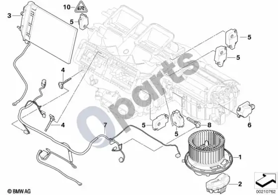 BMW 1 E81 E87 elektrinės dalys oro kondicionieriaus blokui – schema