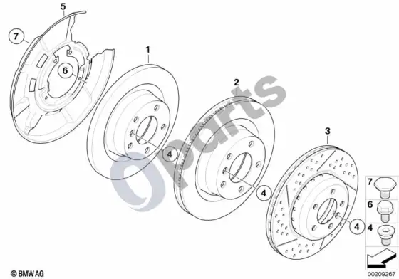 BMW 1 E81 E87 galinio rato stabdys / stabdžių diskas – schema