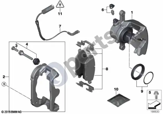 BMW 1 E81 E87 galinio rato stabdys, stabdžių trinkelių jutiklis – schema